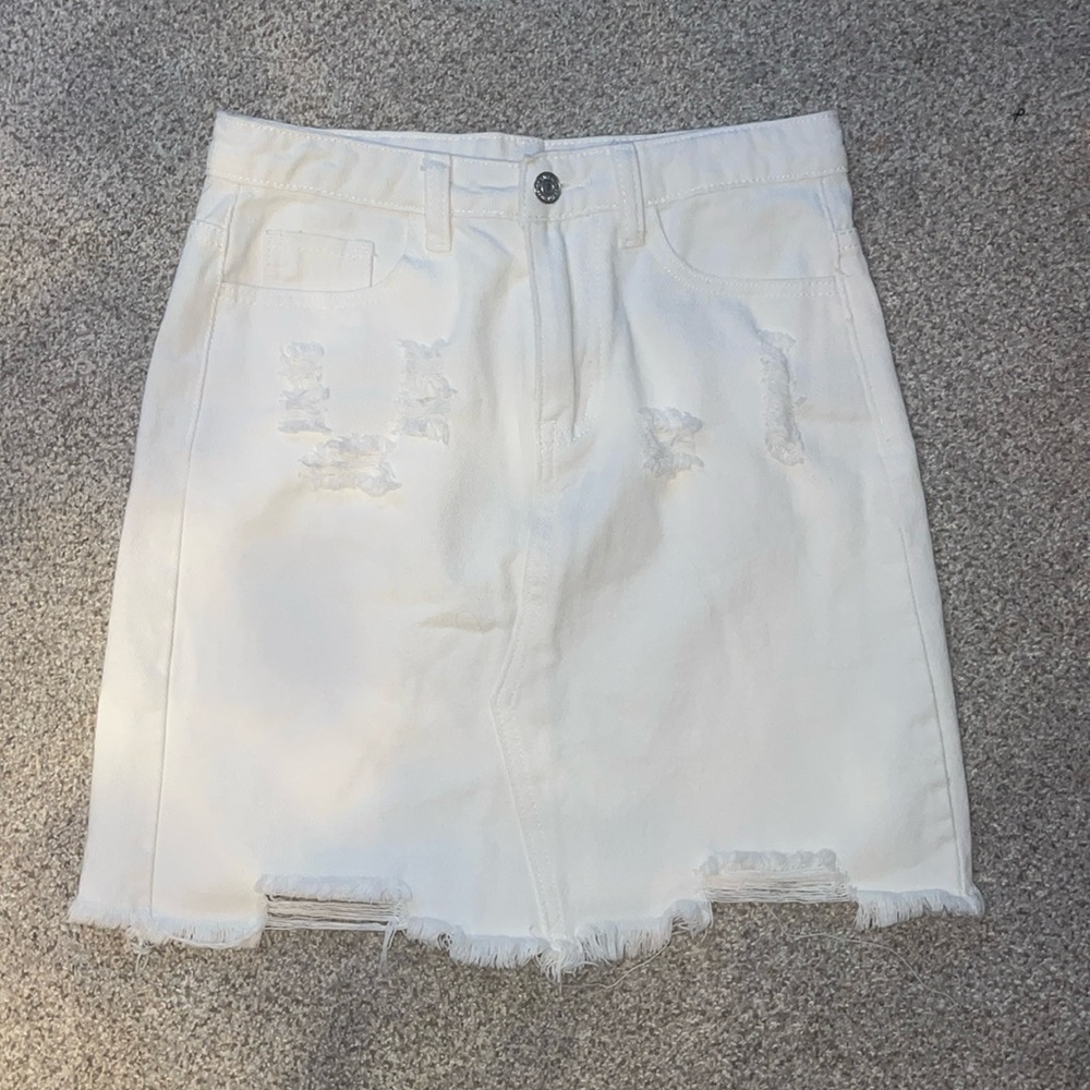 White jean skirt